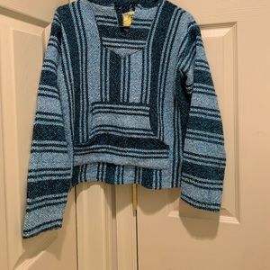 Size small, blue/teal drug rug sweatshirt.